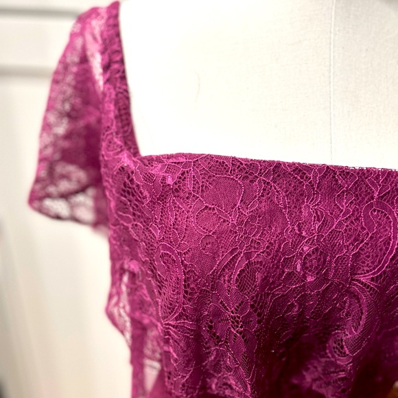 NWT Jasmine Off Shoulder Lace Layered Top Back Zip Maxi Dress - Picture 8 of 12